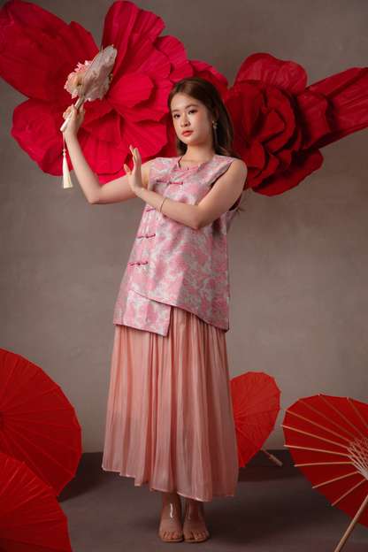 Soleil Pleated Maxi Skirt in Pink