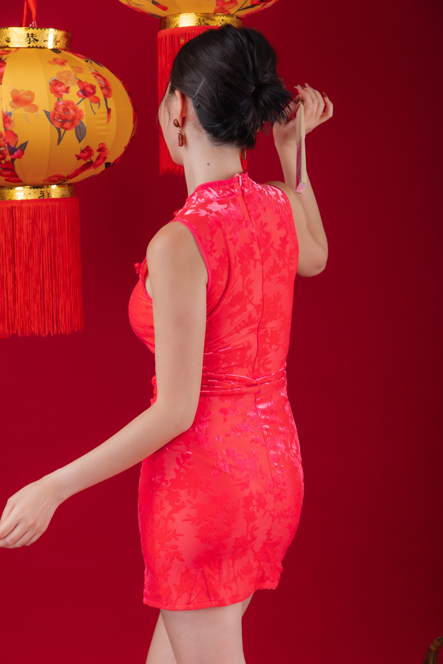 Serena Velvet Jacquard Cheongsam Dress (In-Stock)