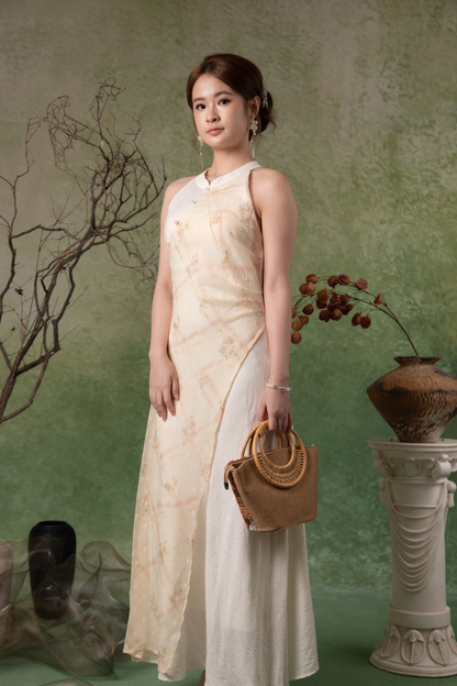 Tessa Meadow Cheongsam Dress in Cream