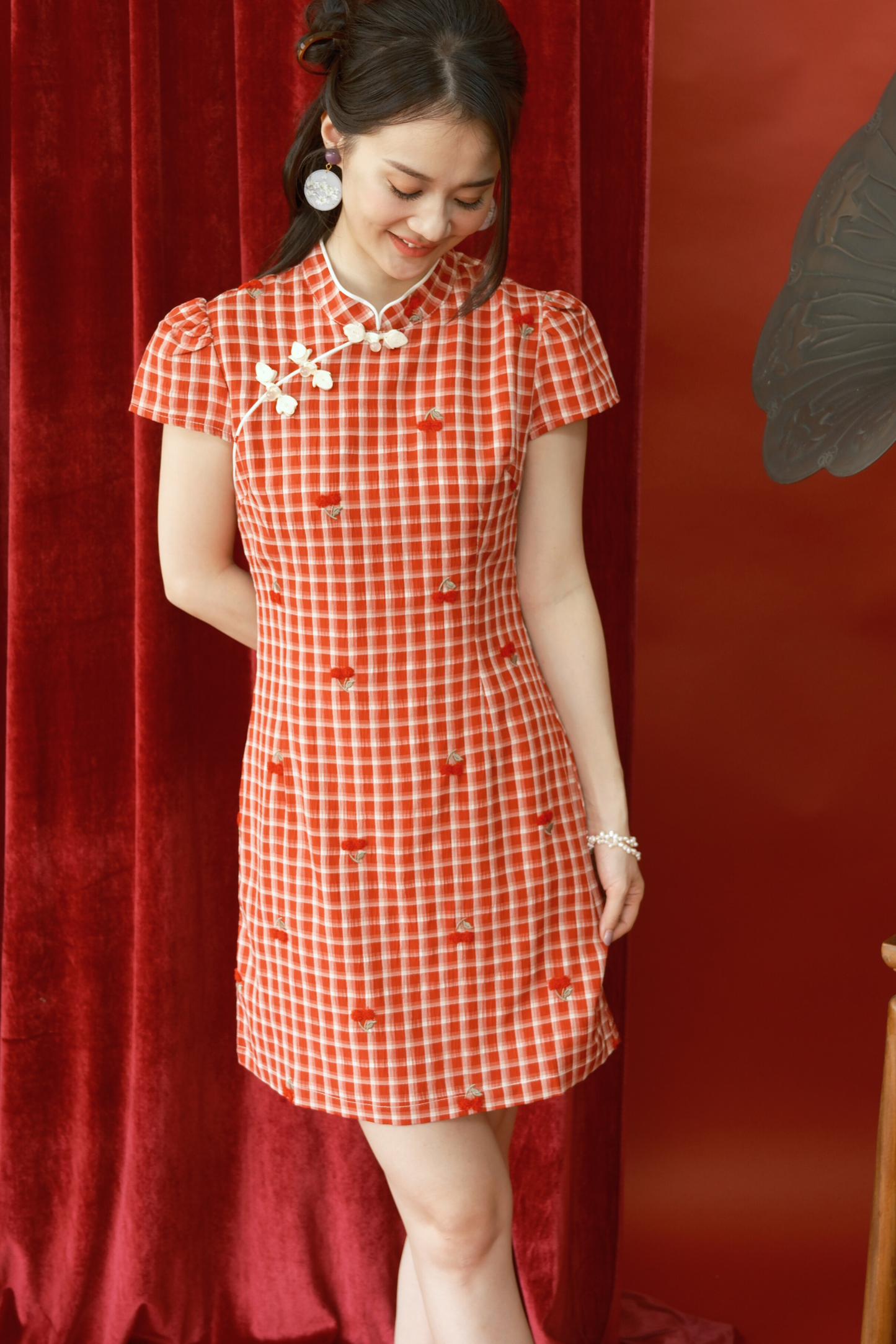 Cherry Plaid Mini Dress (In-Stock)