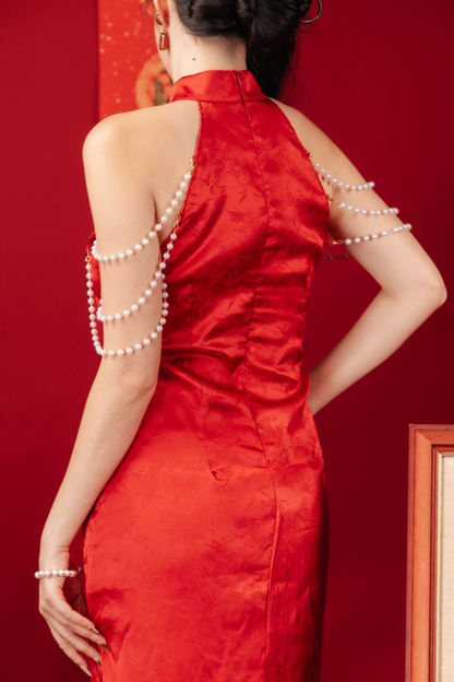 Seraphine Pearl-Embellished Cheongsam Dress