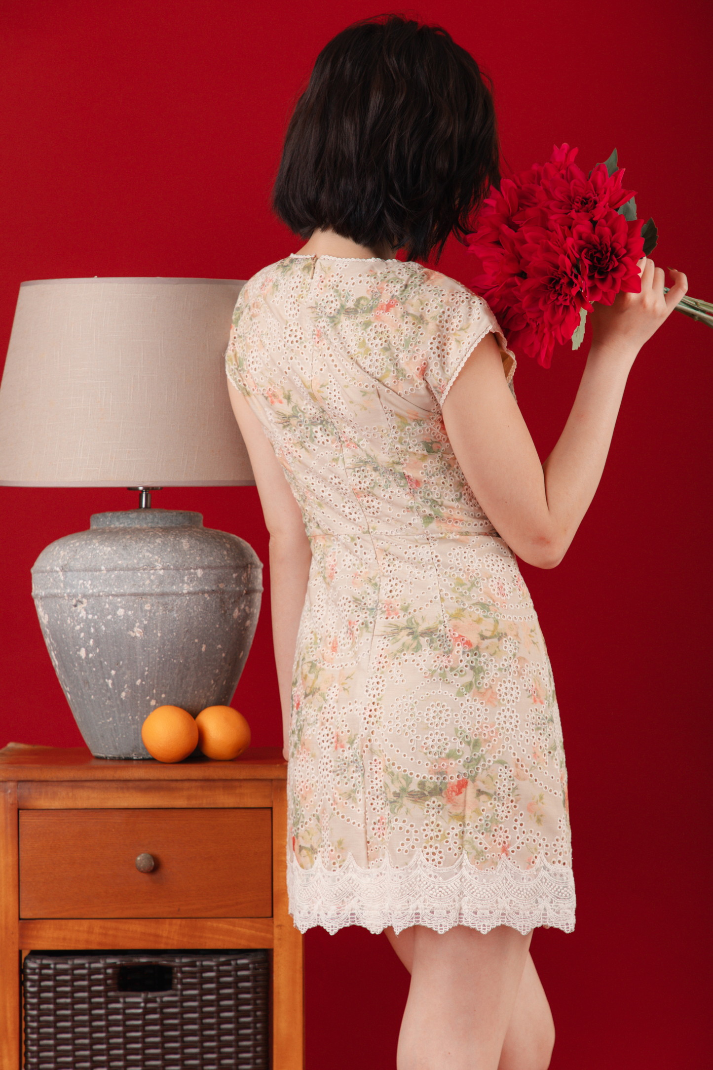 Adeline Embroidered Lace Cheongsam Dress