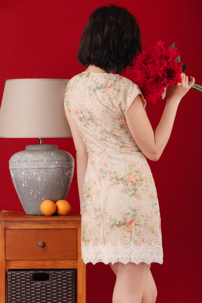 Adeline Embroidered Lace Cheongsam Dress