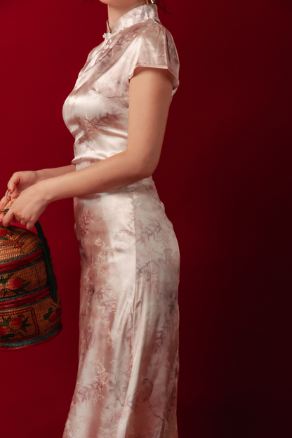 Seraphine Mist Satin Cheongsam Dress (In-Stock)