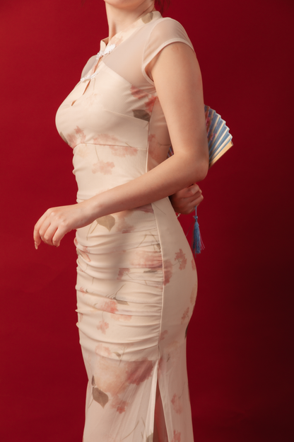 Liana Petal Mesh Cheongsam Dress (In-Stock)