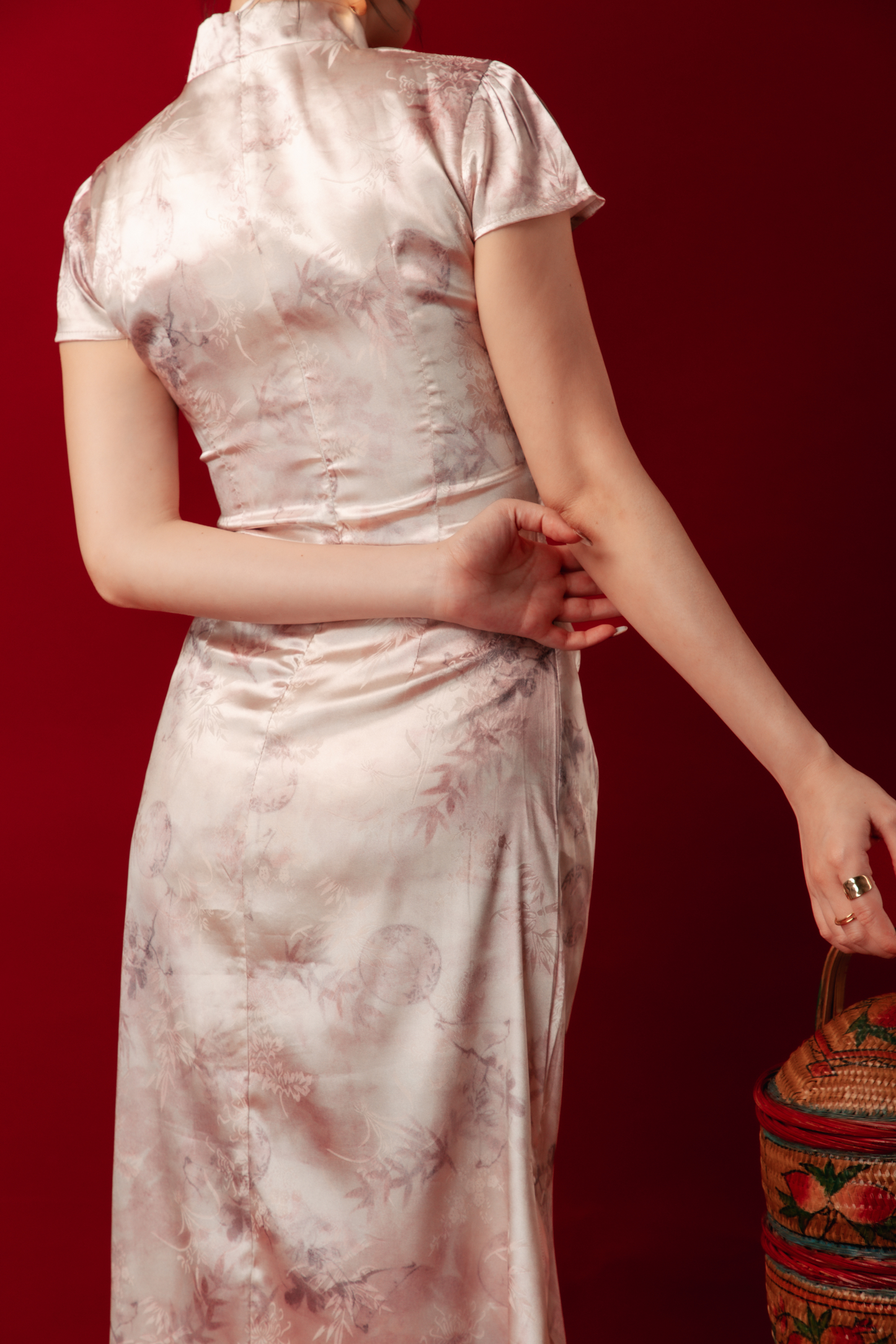 Seraphine Mist Satin Cheongsam Dress (In-Stock)