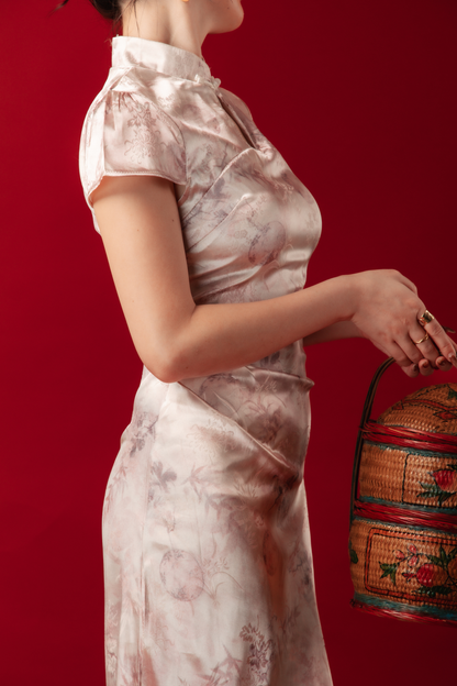 Seraphine Mist Satin Cheongsam Dress (In-Stock)