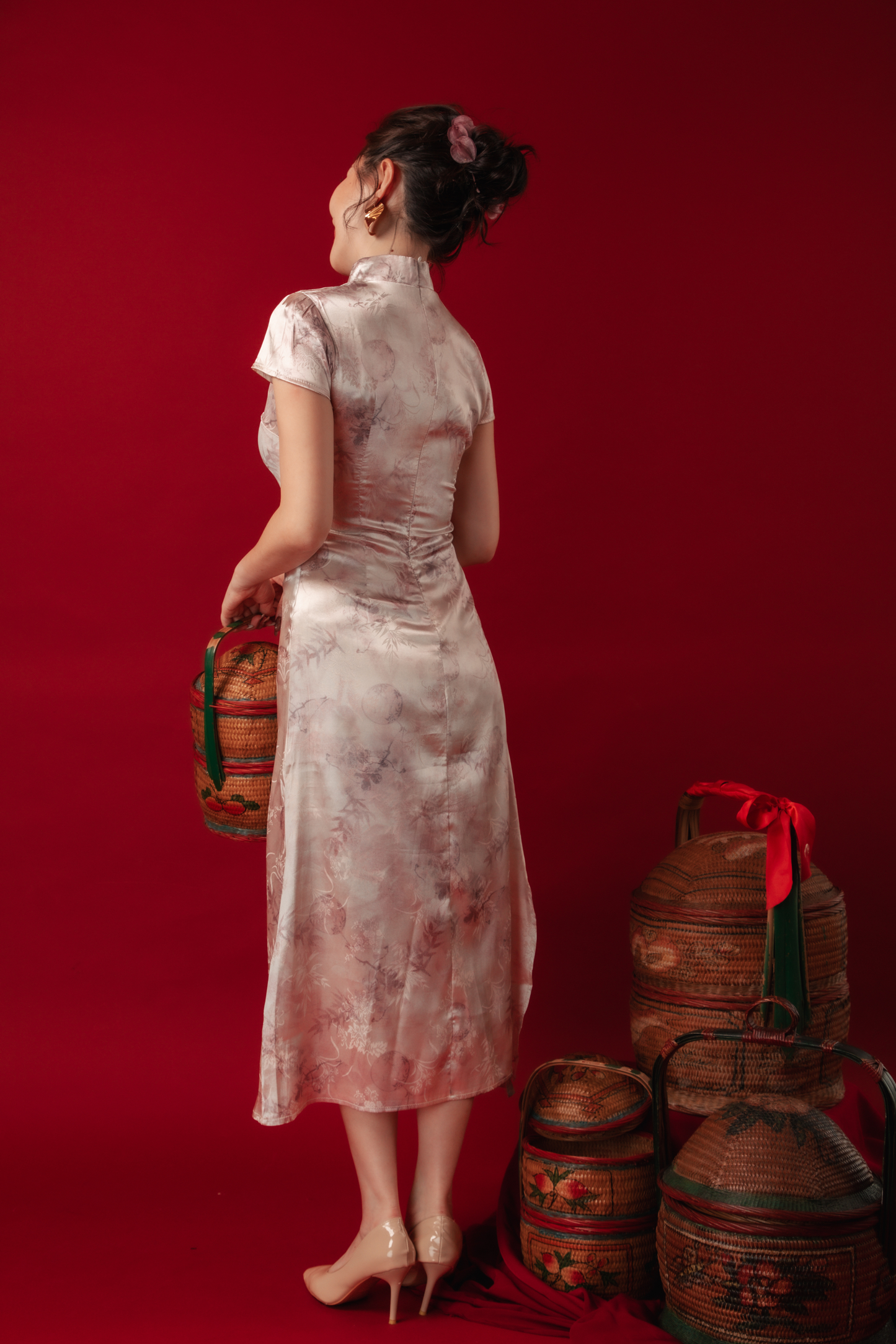 Seraphine Mist Satin Cheongsam Dress (In-Stock)