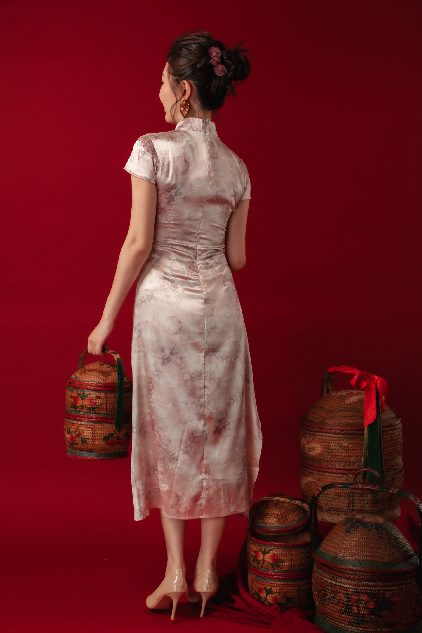 Seraphine Mist Satin Cheongsam Dress (In-Stock)