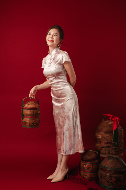 Seraphine Mist Satin Cheongsam Dress (In-Stock)