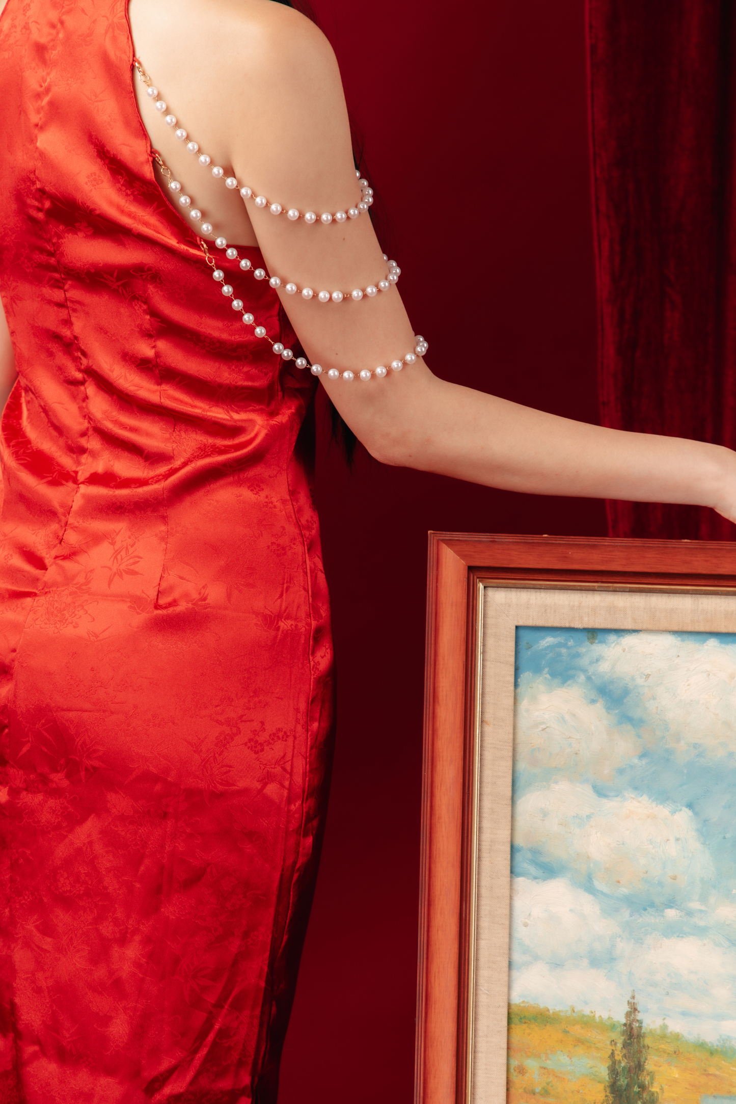 Seraphine Pearl-Embellished Cheongsam Dress