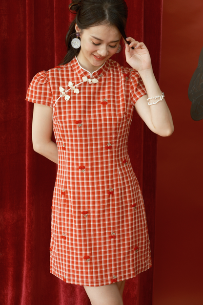 Cherry Plaid Mini Dress (In-Stock)