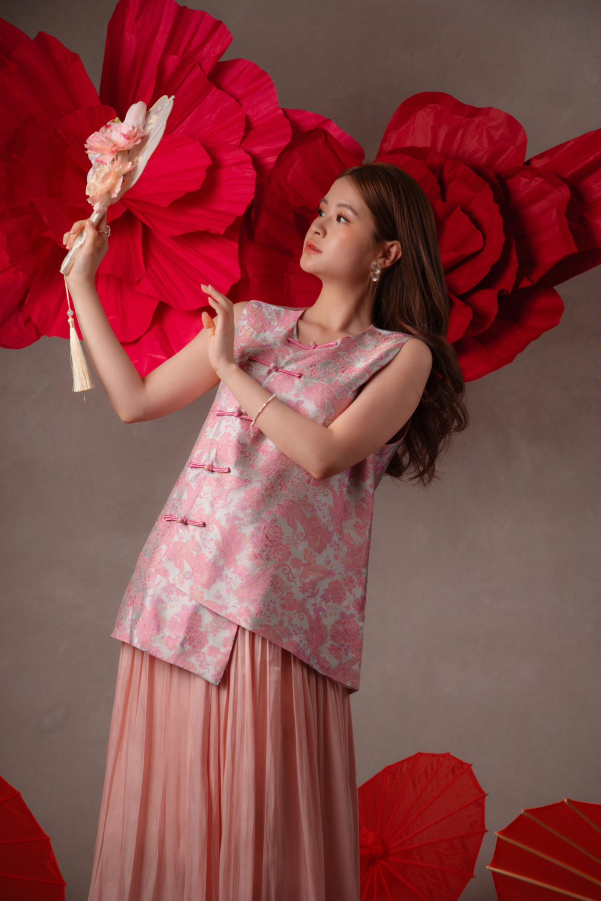 Lorelei Cheongsam Top in Blush Pink