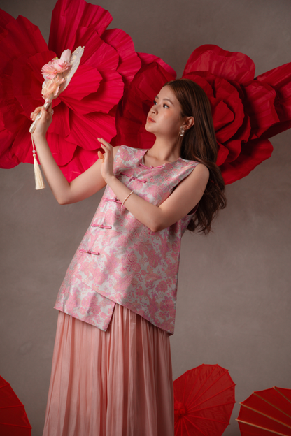 Lorelei Cheongsam Top in Blush Pink