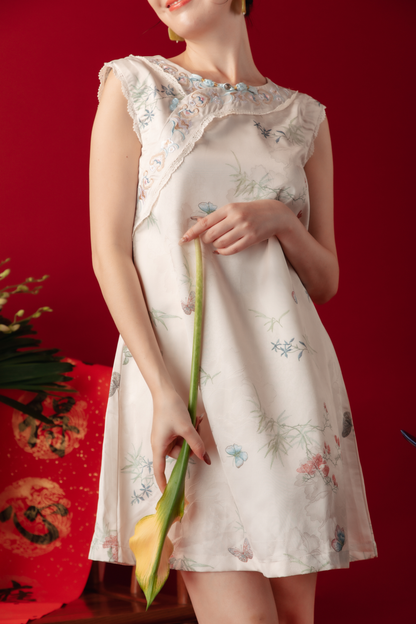 Iris Blossom Jacquard Cheongsam Dress