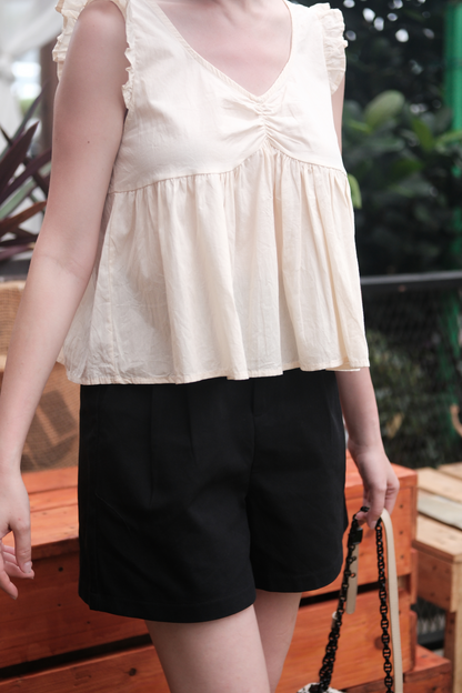 Léa Ribbon-Back Vest in Beige