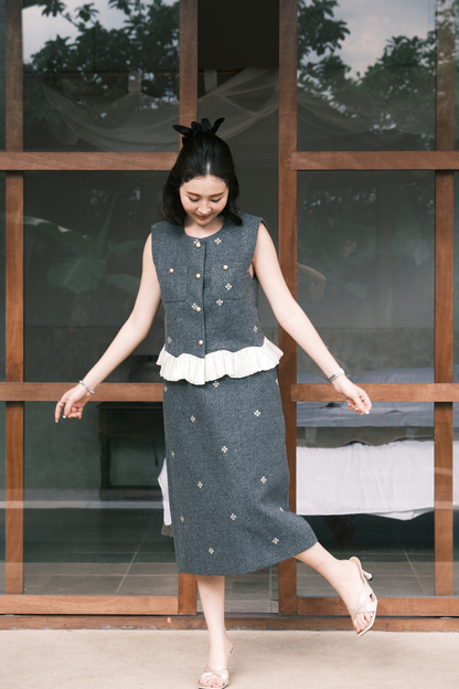 Colette Top & Skirt Set in Grey