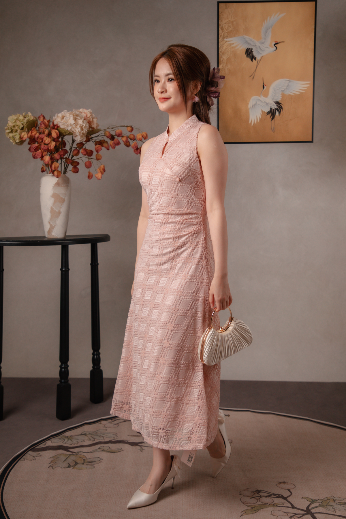 Rosamund Lace Dress in Blush Pink