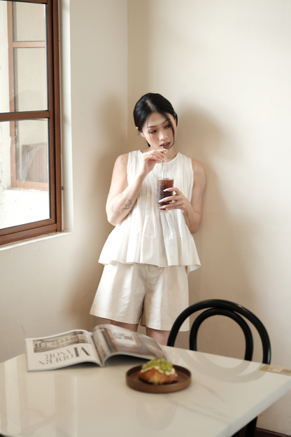 Margaux Pleated Swing Blouse in Cream