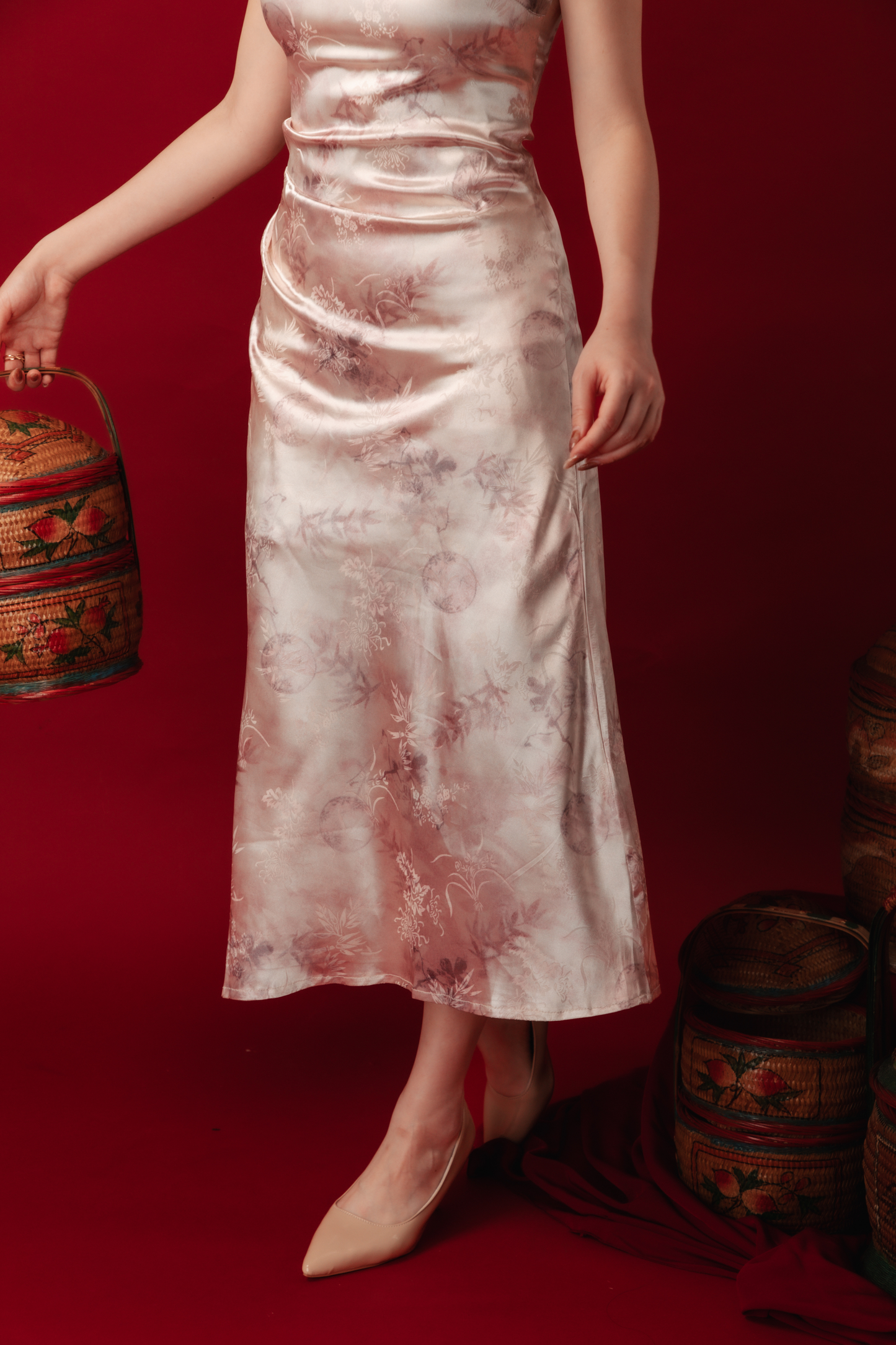 Seraphine Mist Satin Cheongsam Dress (In-Stock)
