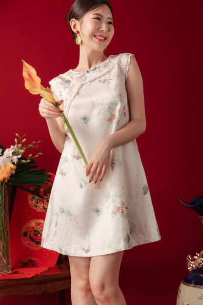 Iris Blossom Jacquard Cheongsam Dress