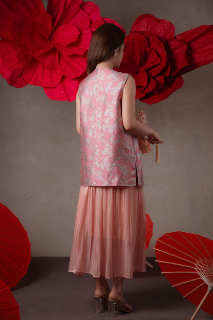 Soleil Pleated Maxi Skirt in Pink
