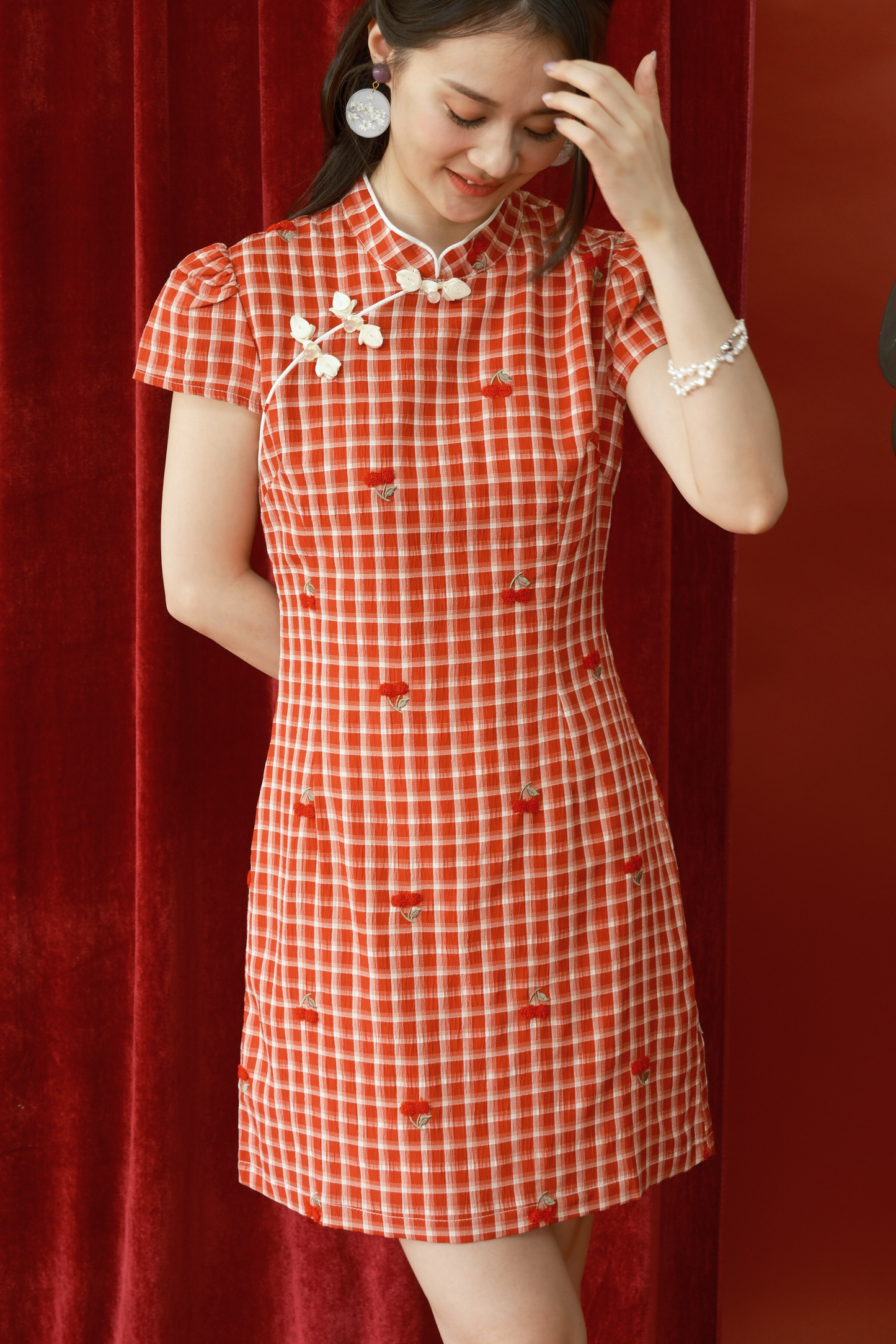 Cherry Plaid Mini Dress (In-Stock)