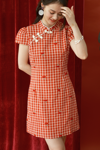 Cherry Plaid Mini Dress (In-Stock)