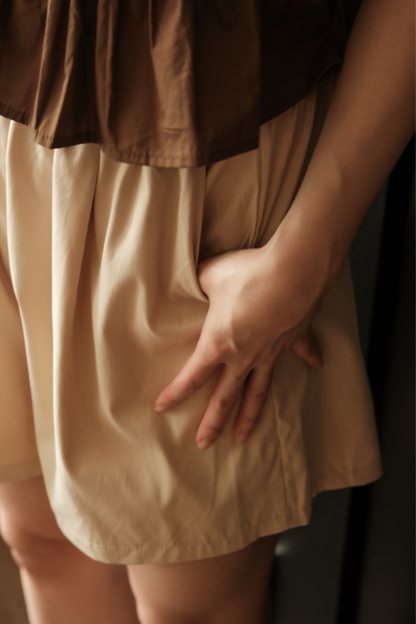 Amélie Ruched Bow Strap Top in Brown