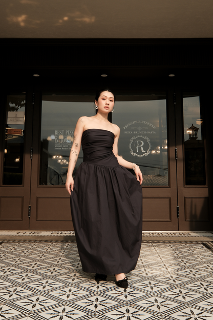Céline Pure Bow Gown in Dark Blue