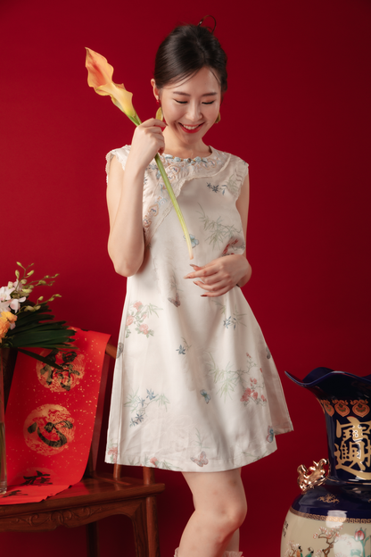 Iris Blossom Jacquard Cheongsam Dress
