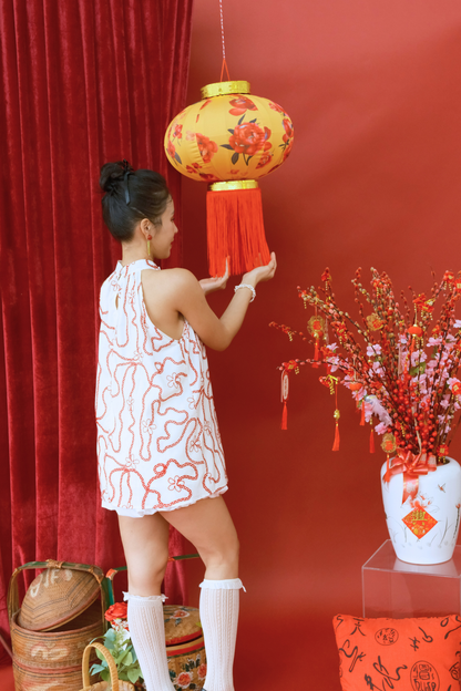 Colette Halter Mini Dress in Petal Rouge (In-Stock)