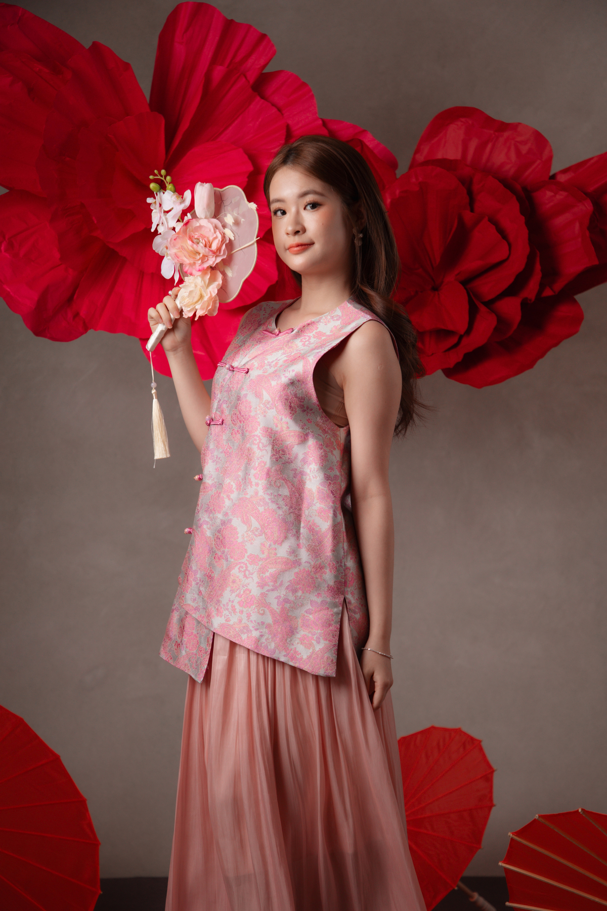 Lorelei Cheongsam Top in Blush Pink