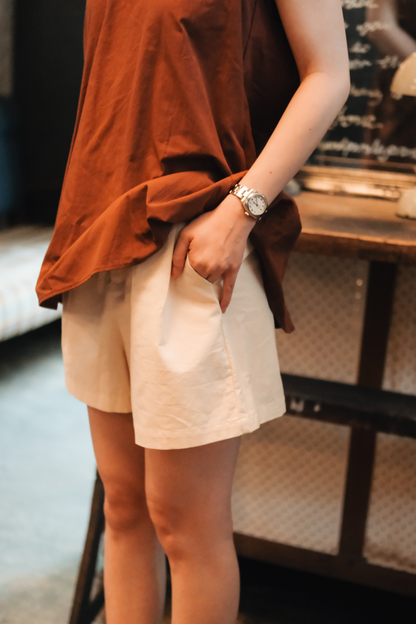 Inès Draped Back Knot Top in Coffee