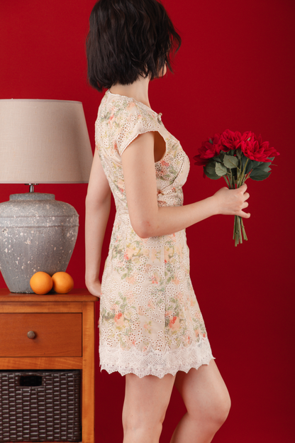 Adeline Embroidered Lace Cheongsam Dress