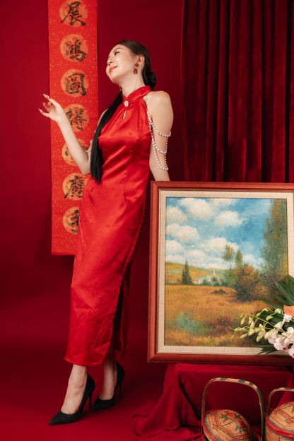 Seraphine Pearl-Embellished Cheongsam Dress