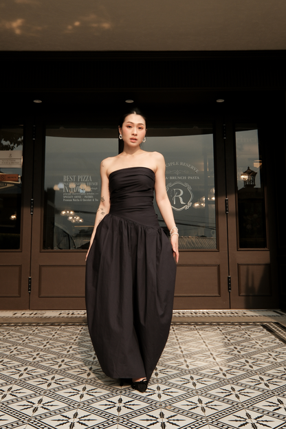 Céline Pure Bow Gown in Dark Blue