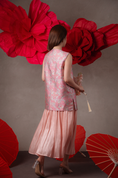 Soleil Pleated Maxi Skirt in Pink