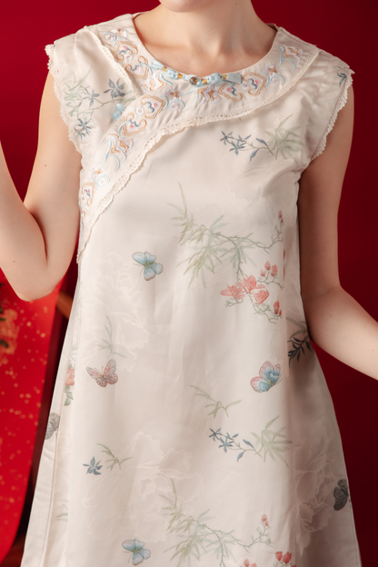 Iris Blossom Jacquard Cheongsam Dress