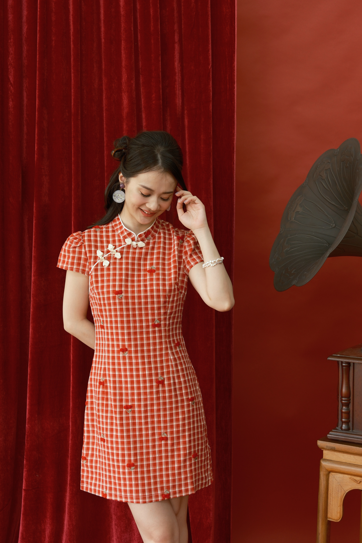 Cherry Plaid Mini Dress (In-Stock)