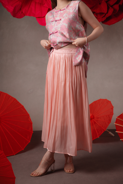 Soleil Pleated Maxi Skirt in Pink