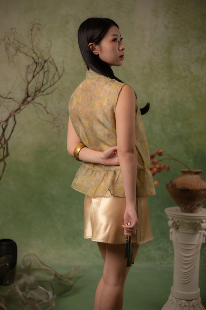 Amber Satin Mini Skirt in Gold