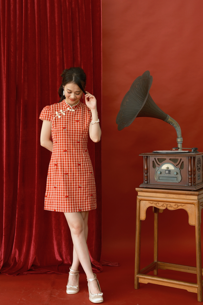 Cherry Plaid Mini Dress (In-Stock)