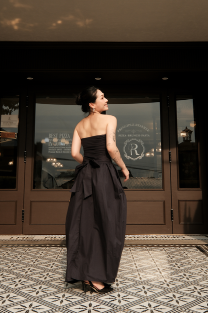 Céline Pure Bow Gown in Dark Blue