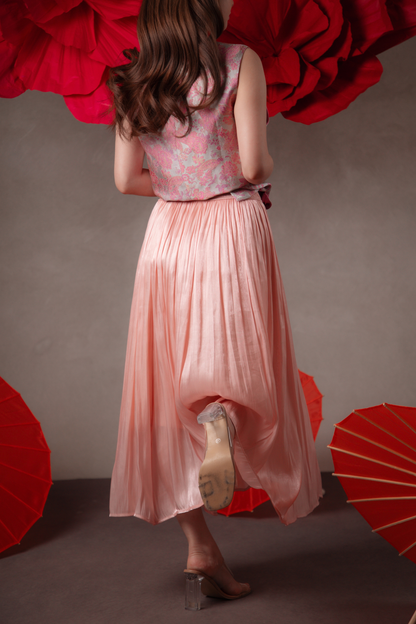 Soleil Pleated Maxi Skirt in Pink