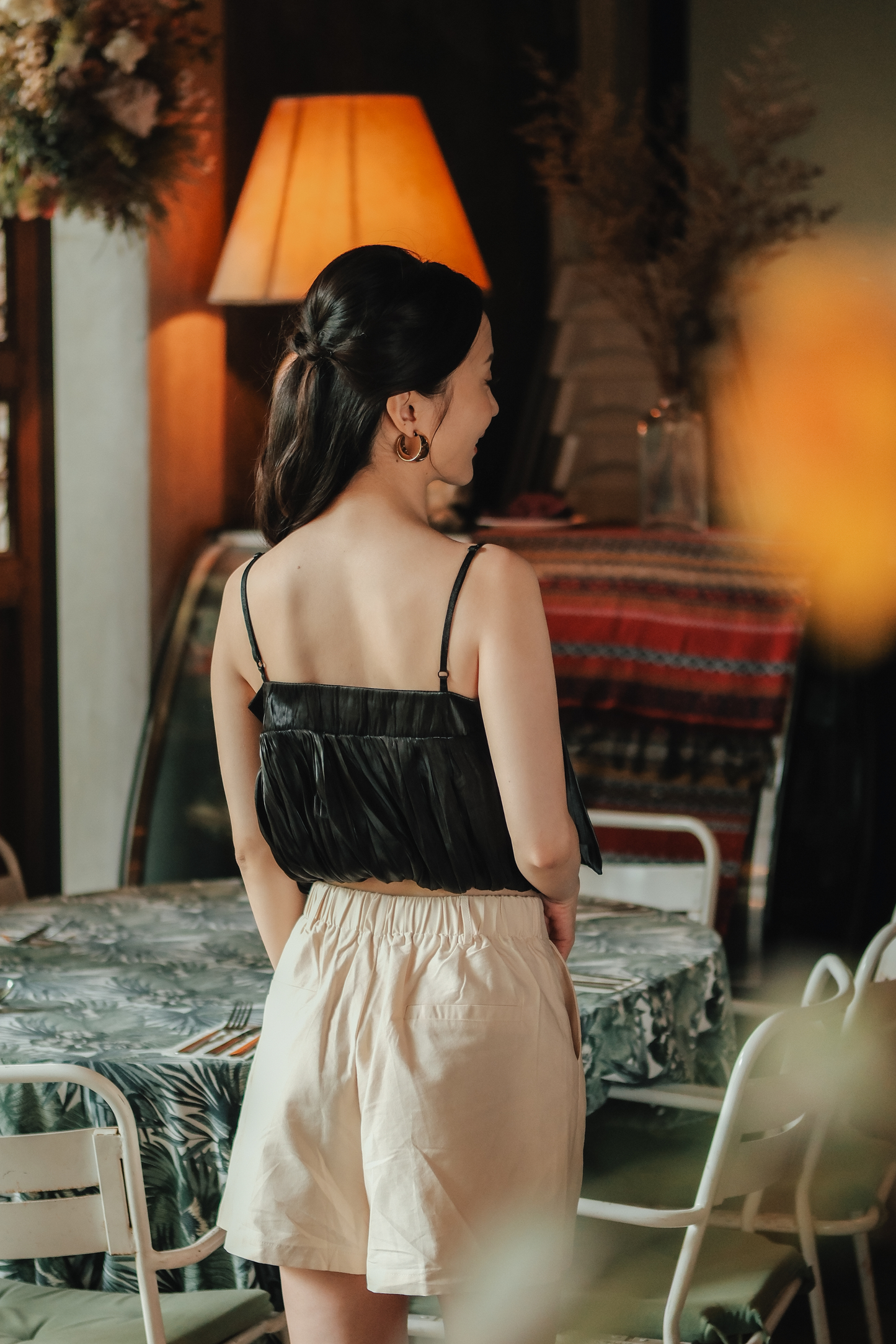Aria Bow-Front Cami Top in Black