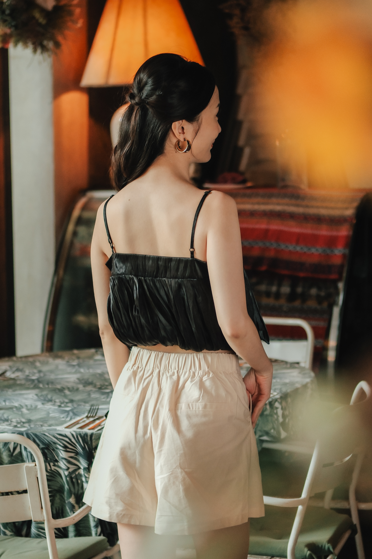 Aria Bow-Front Cami Top in Black