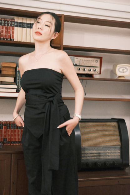 Solène Drape Tie Tube & Wide-Leg Pants Set