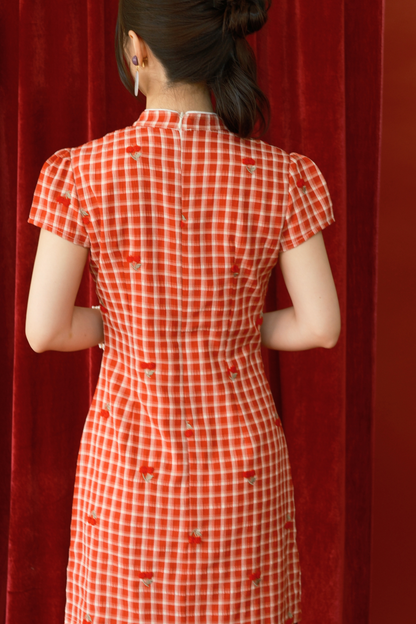 Cherry Plaid Mini Dress (In-Stock)