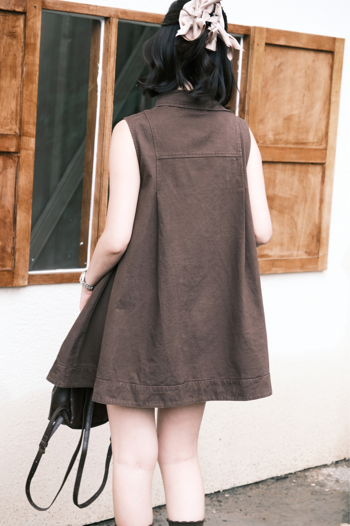 Marcelline Button-Front Dress in Brown